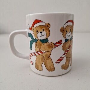 Vintage Action Industries Teadu Bear‎ Coffee Mug Candy Cane Christmas